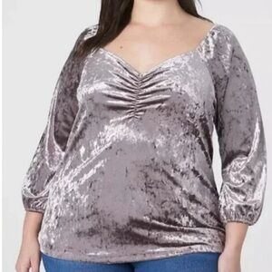 Lane Bryant crushed velvet sweetheart neckline witchy goth plus size top 18/20